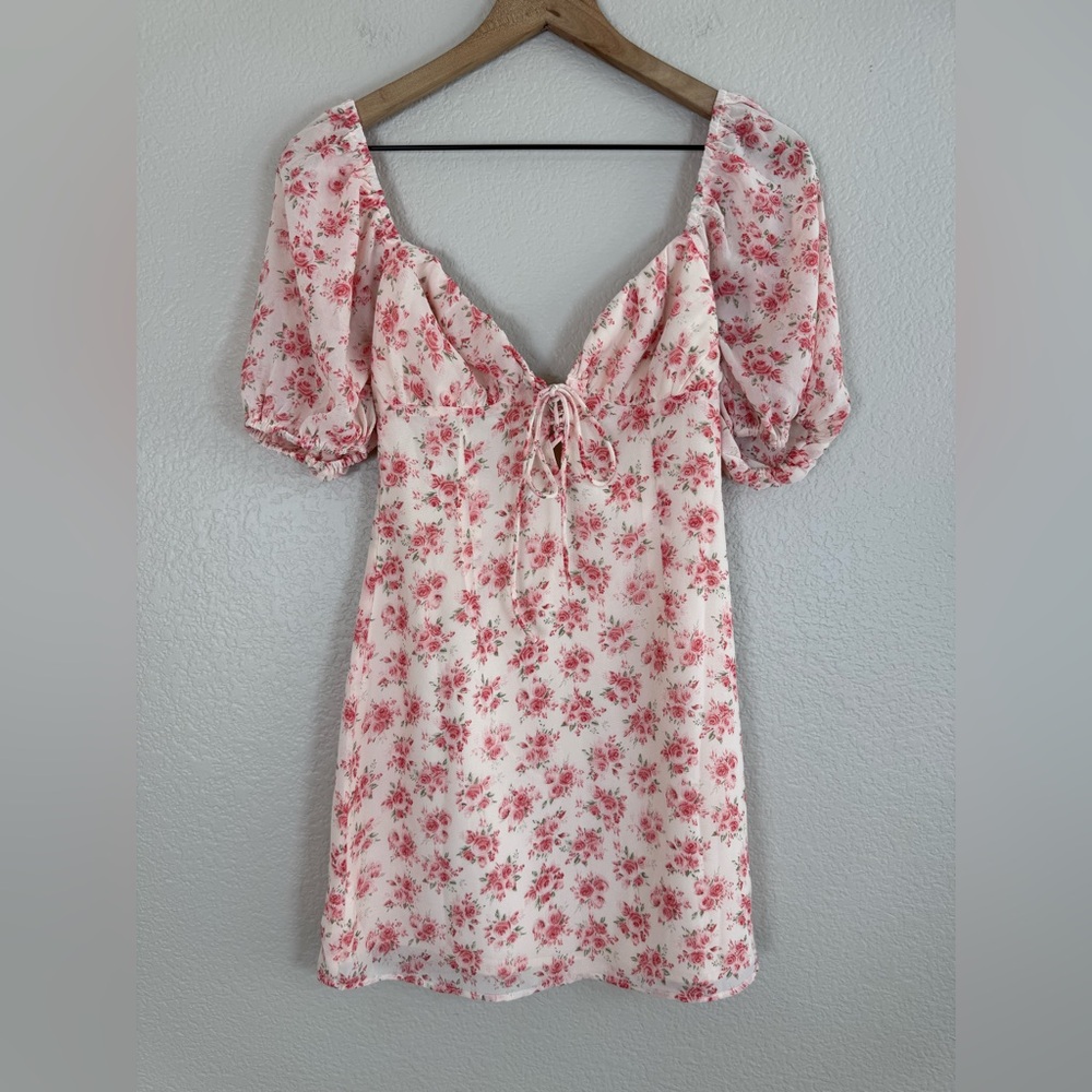 Revolve More To Come Sherrie Puff Sleeve Pink Floral Mini Dress size XS $78 - Picture 3 of 16